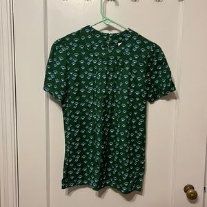 ModCloth mushroom top with keyhole, olive, small